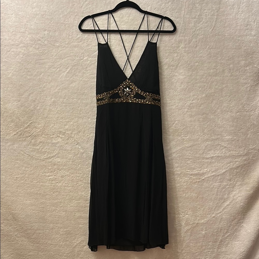 CDC Black and Gold Embellished Midi Sundress